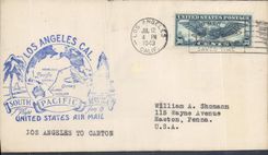 Letter the United States 1st flight Los Angeles to Canton 12 7 1940