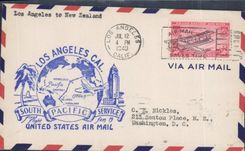 Lettre Etats Unis 1st flight Los Angeles to New Zealand 12 7 1940 