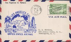 Lettre Etats Unis 1st flight Los Angeles to Hawaii 12 7 1940
