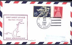Lettre Etats Unis 1st flight New York Freeport 28 4 1968