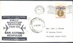 Letter the United States 1st flight San Antonio Acapulco 2 1 1966
