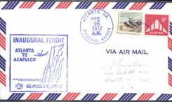 Lettre Etats Unis 1st flight Atlanta Acapulco Sea divind Plongeon 16 12 1972