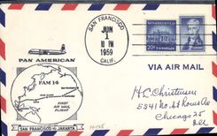 Letter the United States 1st flight San Francisco to Jakarta 1 6 1959