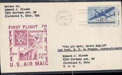Letter the United States 1st Thecoslovaquia Flight 15 6 1946