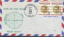 Lettre Etats Unis 1st Flight Los Angeles Paris Polar Route Polaire 13 9 1957