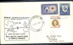 Lettre Etats Unis 1st Flight Baltimore Paris 18 6 1960