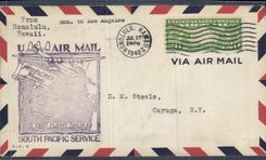 Lettre Etats Unis 1st Flight San Francisco Honolulu 23 7 1940