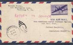 Lettre Etats Unis Wheeling to Dominican Republic 4 11 1946