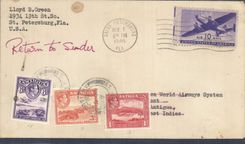 Lettre Etats Unis St Petersburg to Antigua 1 11 1946