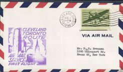 Letter the United States Cleveland Road Air Email 1st Flight 1 8 1946