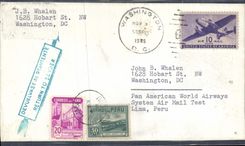 Lettre Etats Unis Washington to Lima Peru 1 11 1946