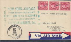 Lettre Etats Unis New York Chicago 25 6 1936 DC3