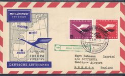 Lettre Lufthansa London Paris Madrid 16 5 55 