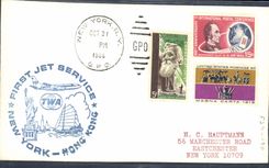 Lettre Etats Unis First Jet service New York Hong Kong China 31 10 1966