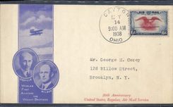 Lettre Etats Unis Dayton to NY Orville Wilbur Wright Brothers 14 5 1938