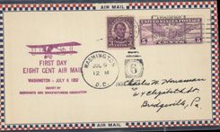Lettre Etats Unis 1st Flight Washington to Bridgeville Pa 6 7 1932