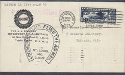 Letter the United States Lindbergh Chicago Saint Louis 20 2 1928