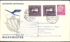 Lettre Allemagne Hamburg Chicago Manchester 24 3 56 Lufthansa