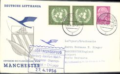 Lettre Allemagne Hamburg Chicago Manchester 27 4 56 Lufthansa