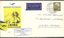 Lettre Lufthansa Frankfurt Munchen Cairo Egypt Egypte 3 11 1958 Pyramide
