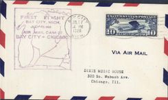 Lettre Etats Unis Bay City Chicago 17 7 1928