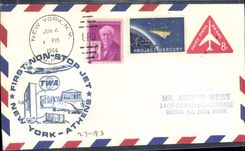 Lettre Etats Unis 1st non stop New York Athens 4 6 1966