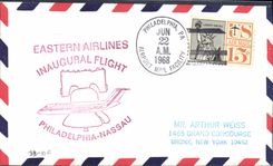 Lettre Etats Unis Eastern Airlines Philadelphia Nassau 22 6 1968