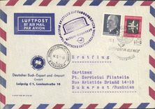 Letter 1st Flight Leipzig Leninstrasse Romania 16 5 1956