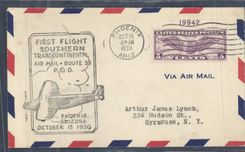 Letter 1st Flight the United States Phoenix Arizona to Syracuse 15 10 1930