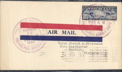 Lettre 1er Vol Etats Unis Philadelphia Norfolk 10 10 1926