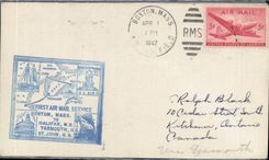 Lettre 1er Vol Etats Unis Boston Halifax 1 4 1947