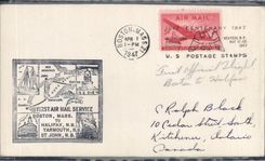 Lettre 1er Vol Etats Unis Boston Halifax 1 4 1947