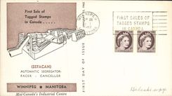 Lettre Canada Sefacan Automatic Segregator Winniped Manitoba Tagged stamps 13 1 1962 