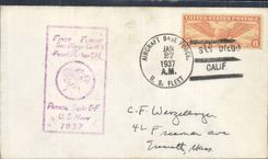 Letter the United States 1st flight San Diego Pearl Harbor 27 1 1937