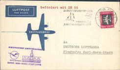 Letter Germany GDR Lufthansa Leipzig Karl Marx Stadt 2 9 1958
