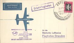 Letter Germany GDR Erfurt Dresden 31 3 1958