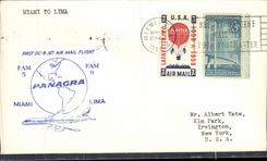Letter the United States 1st flight Miami Ti Lima FAM5 Panagra 3 5 1960