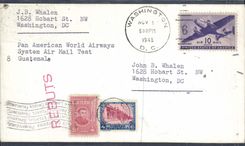 Lettre Etats Unis Flight to Washington 1 11 1946