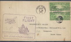 Letter the United States 1st flight San Juan Paramaribo 22 9 1923