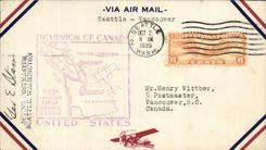 Letter the United States 1st flight Seattle to Vancouver 2 10 1935