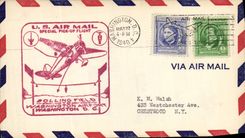 Lettre Etats Unis 1st flight Washington Airport 27 5 1940