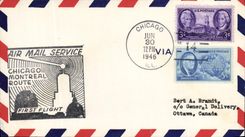 Lettre Etats Unis 1st flight Chicago Montreal 30 6 1946