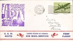 Letter the United States 1st flight Cleveland Toronto Road 1 8 1946