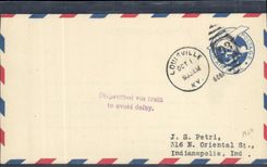 Lettre Etats Unis Flight Lousiville 1 10 1929 dispatched by train !