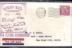 Lettre Etats Unis flight San Antonio San Diego Centennial 1857 1957 9 7 1957