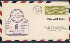 Lettre Etats Unis Aeroplane station Springfield 10 10 1932