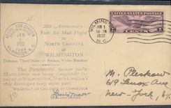 Letter the United States 1st flight Wilmington NR Carolina Aerial sub Station 1 1 1932