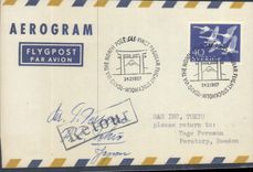 Air letter Sweden SAS Stockholm Tokyo 24 2 1957