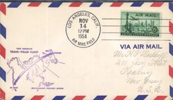 Lettre Vol los Angeles Copenhagen Polar Flight 14 11 1954