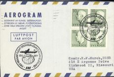 Air letter Sweden Sotckholm Los Angeles 15 1 1954
